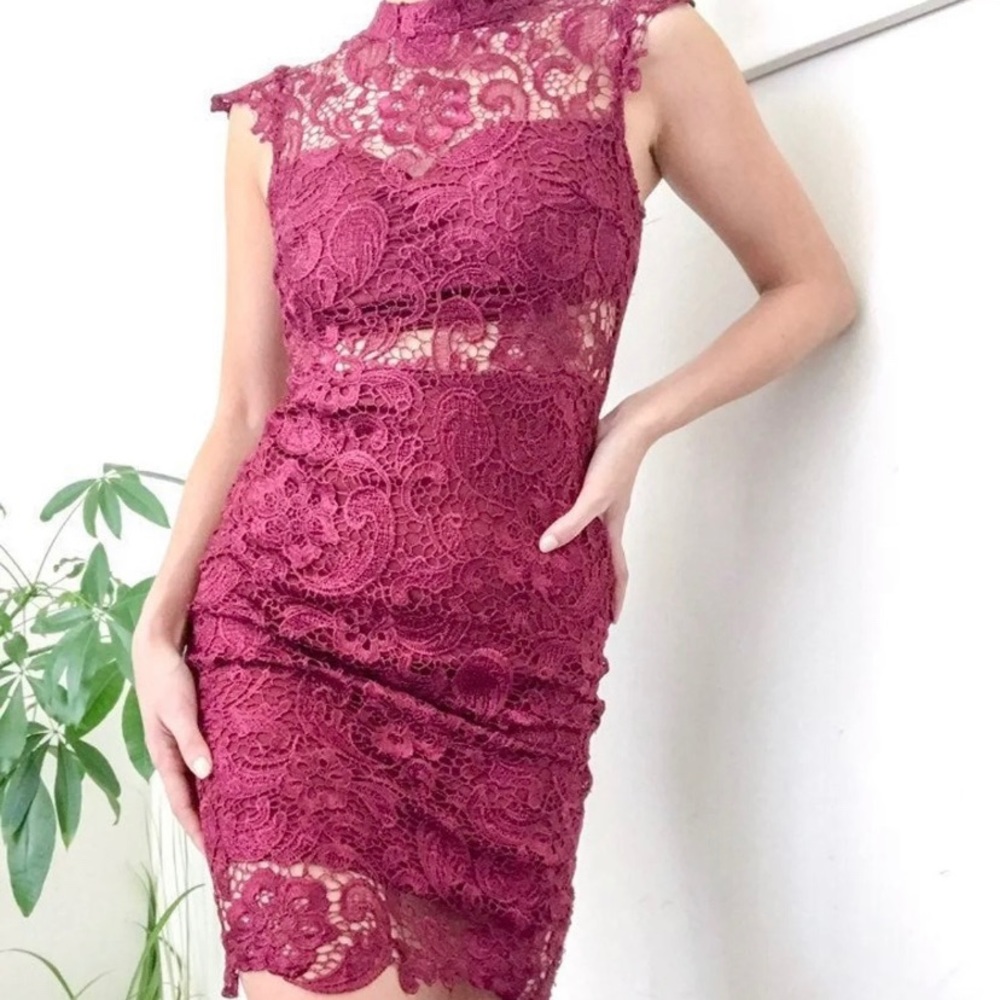 Akira black label red wine lace dress